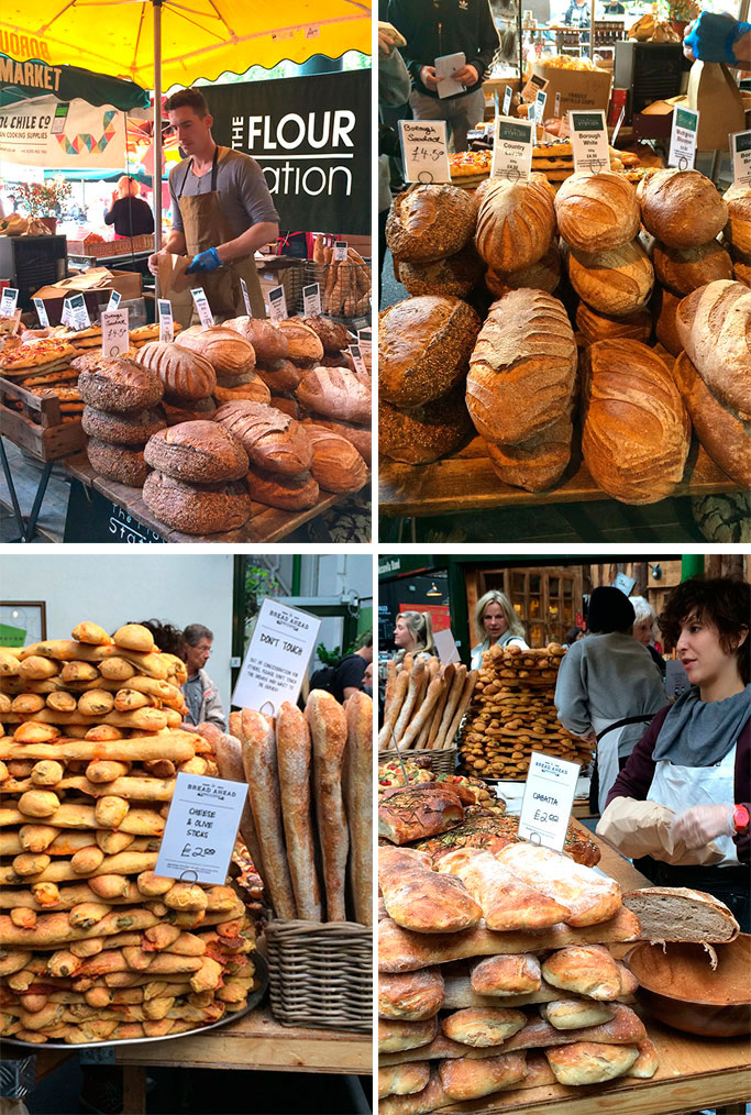 Bread vendors at Borough Market London