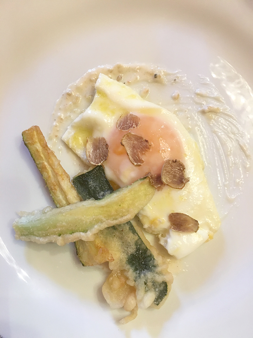 white truffles with egg and zucchini