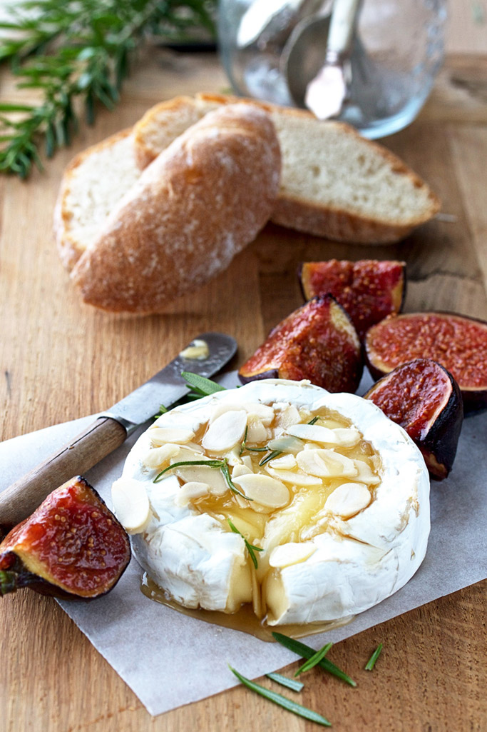 Warmed camembert and figs