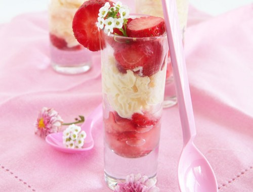 Rice pudding and rosewater strawberries